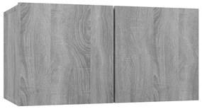 vidaXL Έπιπλα Τηλεόρασης Κρεμαστά 2 τεμ. Γκρι 60x30x30 εκ. Επεξ. Ξύλο