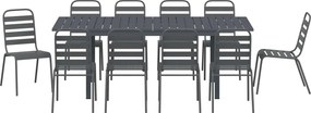 vidaXL Σέτ φαγητού για κήπο 11 pcs Ανθρακί Ατσάλι με Πούδρα