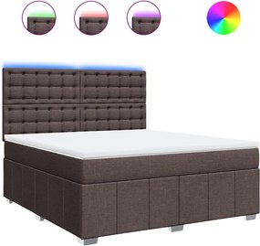 vidaXL Κρεβάτι Boxspring με Στρώμα Σκούρο Καφέ 180x200 εκ Υφασμάτινο