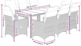 Σετ Επίπλων Bistro Κήπου 9 τεμ. Γκρι Συνθετ. Ρατάν με Μαξιλάρια 3276890
