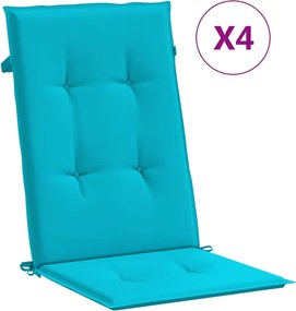 vidaXL Μαξιλάρια Καρέκλας με Ψηλή Πλάτη 4 τεμ. Τιρκουάζ Υφασμάτινα