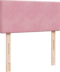 vidaXL Κρεβάτι Boxspring με Στρώμα Ροζ 90x190 εκ. Βελούδινο