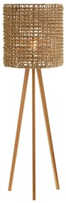 FLOOR STANDING LAMP  RUBBERWOOD-RATTAN-SEAGRASS IN NATURAL Φ36x149.5Hcm. 36x36x149.5 εκ.