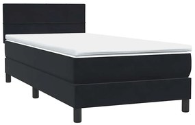 vidaXL Κρεβάτι Boxspring με Στρώμα &amp; LED Μαύρο 90x210 εκ. Βελούδινο