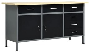 vidaXL Πάγκος Εργασίας Μαύρος 160 x 60 x 85 εκ. Ατσάλινος