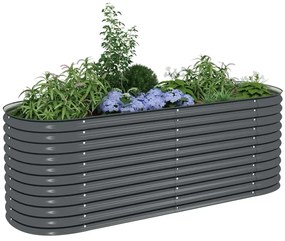 vidaXL Ζαρντινιέρα Υπερυψωμένη Γκρι 240x80x81 εκ. Γαλβανισμ. Χάλυβας
