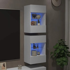 vidaXL Κρεμαστά ντουλάπια με φώτα LED για τηλεόραση 2 Τεμ. Λευκά 40x30x60,5 εκ.
