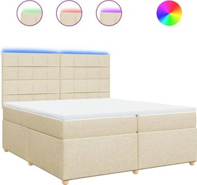 vidaXL Κρεβάτι Boxspring με Στρώμα Κρεμ 200x200 εκ. Υφασμάτινο