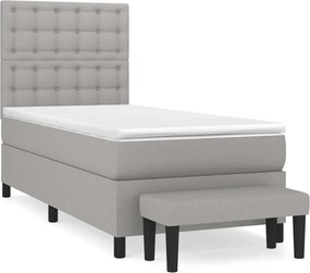 vidaXL Κρεβάτι Boxspring με Στρώμα Ανοιχτό Γκρι 80x200 εκ. Υφασμάτινο