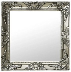 Καθρέφτης Τοίχου με Μπαρόκ Στιλ Ασημί 50 x 50 εκ. - Ασήμι