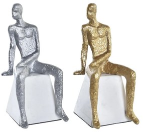 Διακοσμητική Φιγούρα DKD Home Decor 11 x 12 x 28 cm Ασημί Μαύρο Λευκό Άντρες (x2)