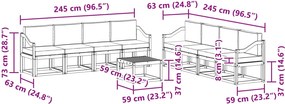 vidaXL Σειρά Καναπέ Εξωτερικού με μαξιλάρι 9 pcs Λευκό και Μπεζ