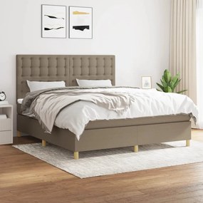 vidaXL Κρεβάτι Boxspring με Στρώμα Taupe 180x200 εκ. Υφασμάτινο