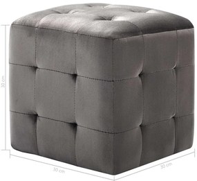 vidaXL Κομοδίνα/Σκαμπό 2 τεμ. Γκρι 30x30x30 εκ. από Βελούδινο Ύφασμα