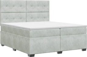VidaXL Κρεβάτι box spring με στρώμα Ανοιχτό γκρι 200 x 200 cm Βελούδο