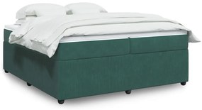 Κρεβάτι Boxspring με Στρώμα Σκούρο Πράσινο 200x200εκ. Βελούδινο