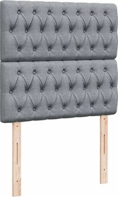 vidaXL Κρεβάτι Boxspring με Στρώμα Ανοιχτό Γκρι 90x200 εκ. Υφασμάτινο