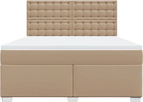 vidaXL Κρεβάτι Boxspring με Στρώμα Καπουτσίνο 180x200 εκ. Συνθ. Δέρμα