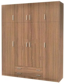 SARFURNITURE Ντουλάπα τετράφυλλη με πατάρι 200x240x60 καρυδί SAR-112147