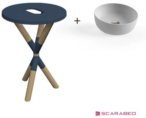 Scarabeo Cross 2501F0-9856 Ocean (Μπλε Ματ) Πάγκος Με Νιπτήρα Glam Pearl Ø33εκ.