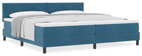 vidaXL Κρεβάτι Box Spring με Στρώμα Σκούρο Μπλέ 200x200 εκ Βελούδο