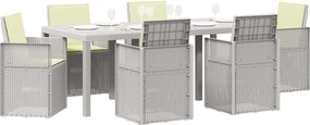 vidaXL Σέτ φαγητού για κήπο με μαξιλάρι 7 pcs Λευκό και Κρεμ PP