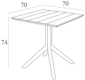 PARIS WHITE 70X70X74ΕΚ. ΤΡΑΠΕΖΙ ΠΟΛ/ΝΙΟΥ