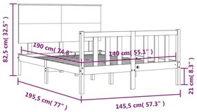 ΠΛΑΙΣΙΟ ΚΡΕΒΑΤΙΟΥ ΜΕ ΚΕΦΑΛΑΡΙ ΜΑΥΡΟ 140X190 ΕΚ. ΜΑΣΙΦ ΞΥΛΟ 3193385