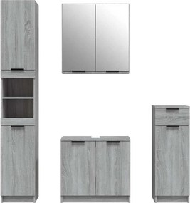vidaXL Σετ Επίπλων Μπάνιου 4 Τεμαχίων Γκρι Sonoma Επεξεργασμένο Ξύλο