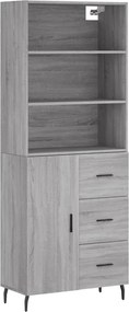 vidaXL Ντουλάπι Γκρι Sonoma 69,5 x 34 x 180 εκ. Επεξεργασμένο Ξύλο