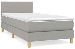 vidaXL Κρεβάτι Boxspring με Στρώμα Ανοιχτό Γκρι 100x200 εκ. Υφασμάτινο