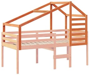 vidaXL Οροφή Κρεβατιού Παιδική Καφέ 188x97x113 εκ. Μασίφ Ξύλο Πεύκου