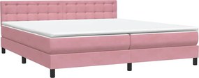 vidaXL Κρεβάτι Boxspring με Στρώμα Ροζ 180x210 εκ. Βελούδινο
