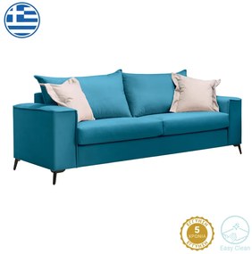 Intrahome Καναπές Verona Intrahome 3θέσιος πετρόλ ύφασμα με μαξιλάρια σε μπεζ απόχρωση 225x93x100εκ | SKU: INTRAPA-279111197