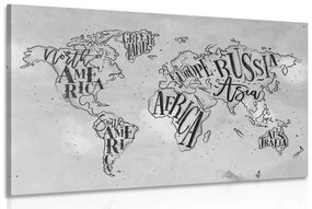 Εικόνα ενός σύγχρονου παγκόσμιου χάρτη σε vintage φόντο σε ασπρόμαυρο - 90x60