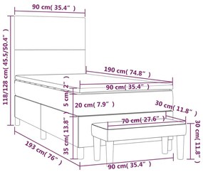 Κρεβάτι Boxspring με Στρώμα Γκρι 90x190 εκ. από Συνθετικό Δέρμα - Γκρι