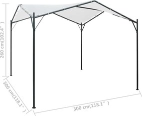 vidaXL Κιόσκι Λευκό 3 x 3 x 2,6 μ. 180 γρ./μ²