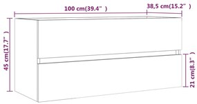 Ντουλάπι Νιπτήρα Γκρι Sonoma 100x38,5x45 εκ. Επεξεργασμένο Ξύλο - Γκρι