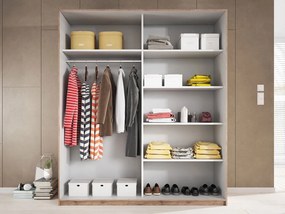 Ντουλάπα Συρόμενη Kappa-200 x 61 x 210 εκ.-Λευκό - Φυσικό