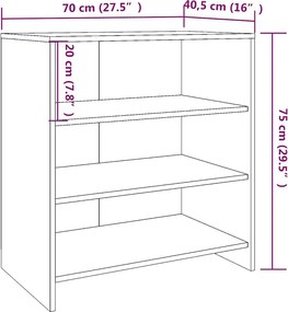 vidaXL Μπουφές Λευκός 70 x 40,5 x 75 εκ. από Μοριοσανίδα