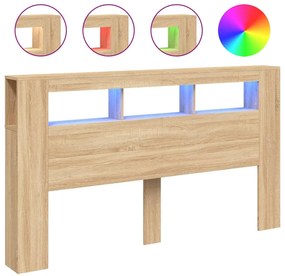 vidaXL Κεφαλάρι Κρεβατιού με LED Sonoma Δρυς 180x18,5x103,5 εκ