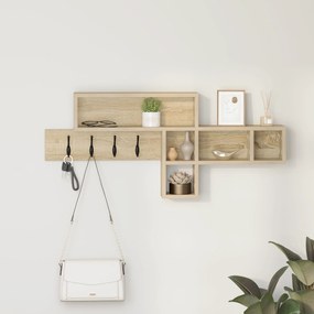 vidaXL Τοίχου Κρεμάστρα με ράφι Sonoma Δρυς 100 x 12 x 43.5 εκ