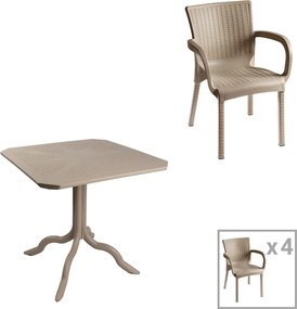 Τραπεζαρία Icon-Festive pakoworld σετ 5τεμ PP σε cappuccino απόχρωση