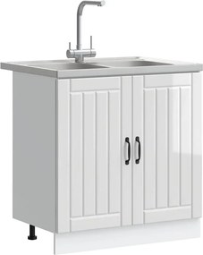 vidaXL Βάση νιπτήρα με αποθήκευση Lucca 2 pcs Υψηλής γυαλάδας λευκό