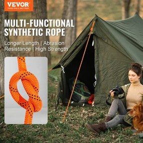 VEVOR Arborist Tree Climbing Rope Double Braid Polyester 1/2"/1,3 cm x 120'/36,6 m 48-Strand