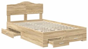 vidaXL Σκελετός Κρεβατιού Δρύς Sonoma 135 x 190 cm Επεξεργασμένο ξύλο