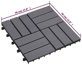 Πλακάκια Deck 10 τεμ. Γκρι Πατίνα 30x30 εκ. Μασίφ Ξύλο Ακακίας - Γκρι