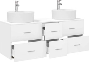 vidaXL Σετ Επίπλων Μπάνιου 3 τμχ. Λευκό 129 x 44,5 x 80 εκ.