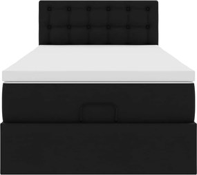 VidaXL Οθωμανικό κρεβάτι με στρώματα & LEDs Μαύρο Faux Leather