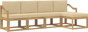 vidaXL Σειρά Καναπέ Εξωτερικού με μαξιλάρι 5 pcs Λευκό και Μπεζ